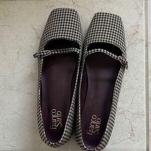 Franco Sarto Black and White Houndstooth Flats